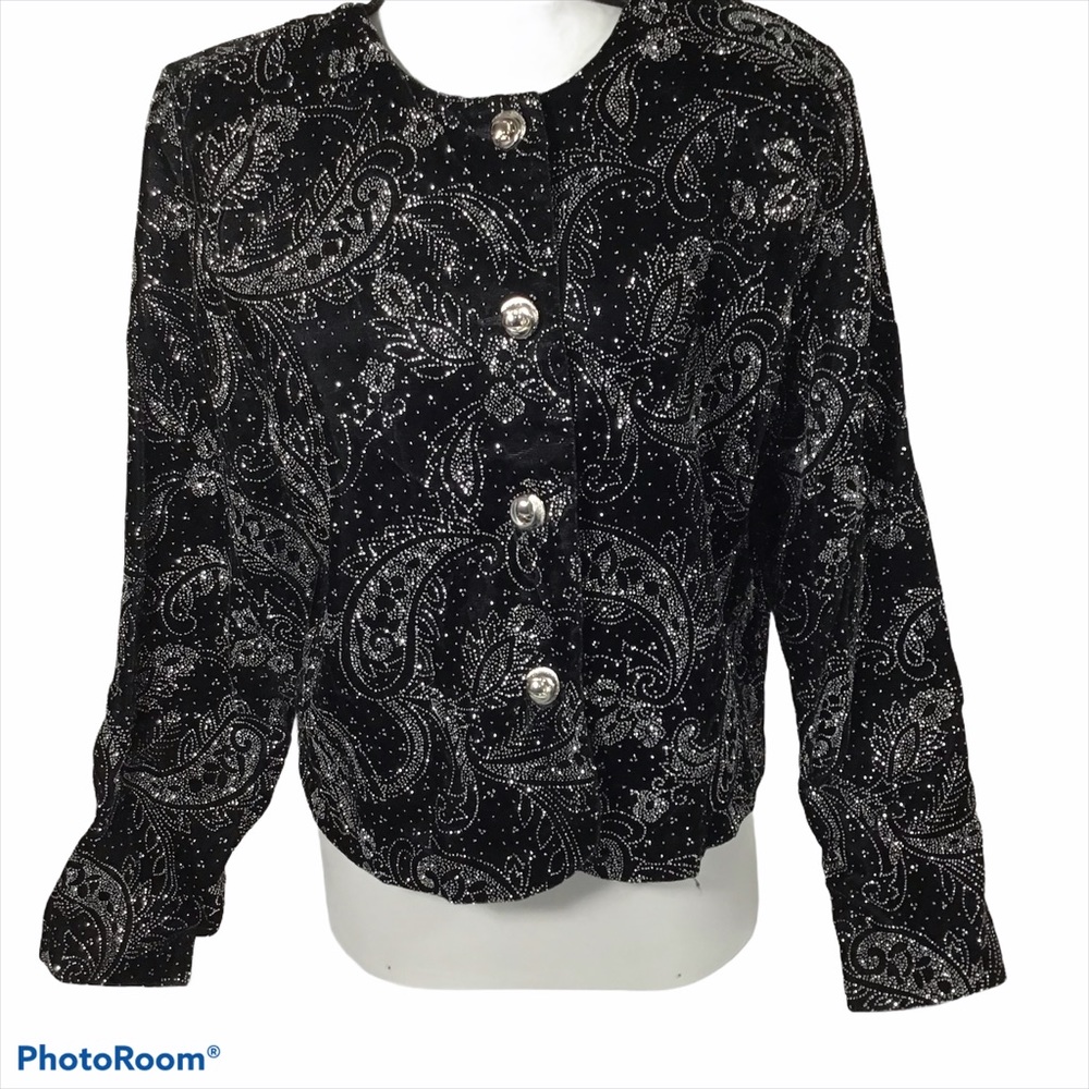 Vintage Silver & Black‎ Velvet Dressy Jacket